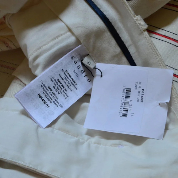 Sandro Ringo Cropped Striped Pants Size 36 US XS/S - Picture 7 of 12